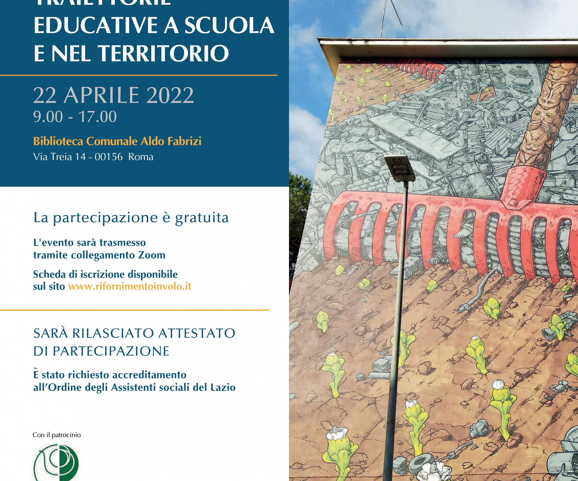 "Traiettorie educative a scuola e nel territorio"  - Biblioteca Comunale Aldo Fabrizi - 22 aprile dalle ore 9.00 alle ore 17.00